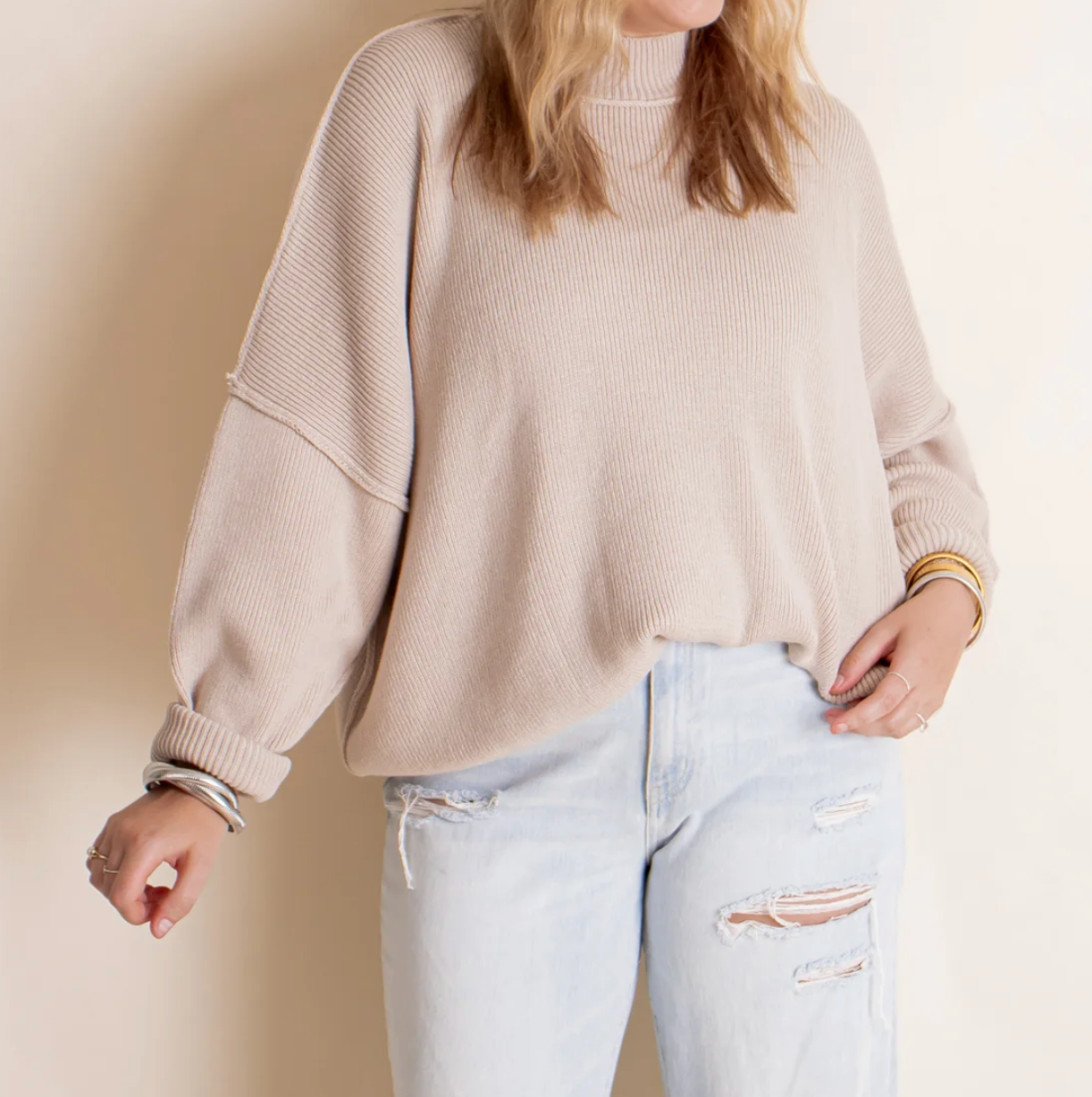 Cozy Mornings Side Sit Oversize Sweater