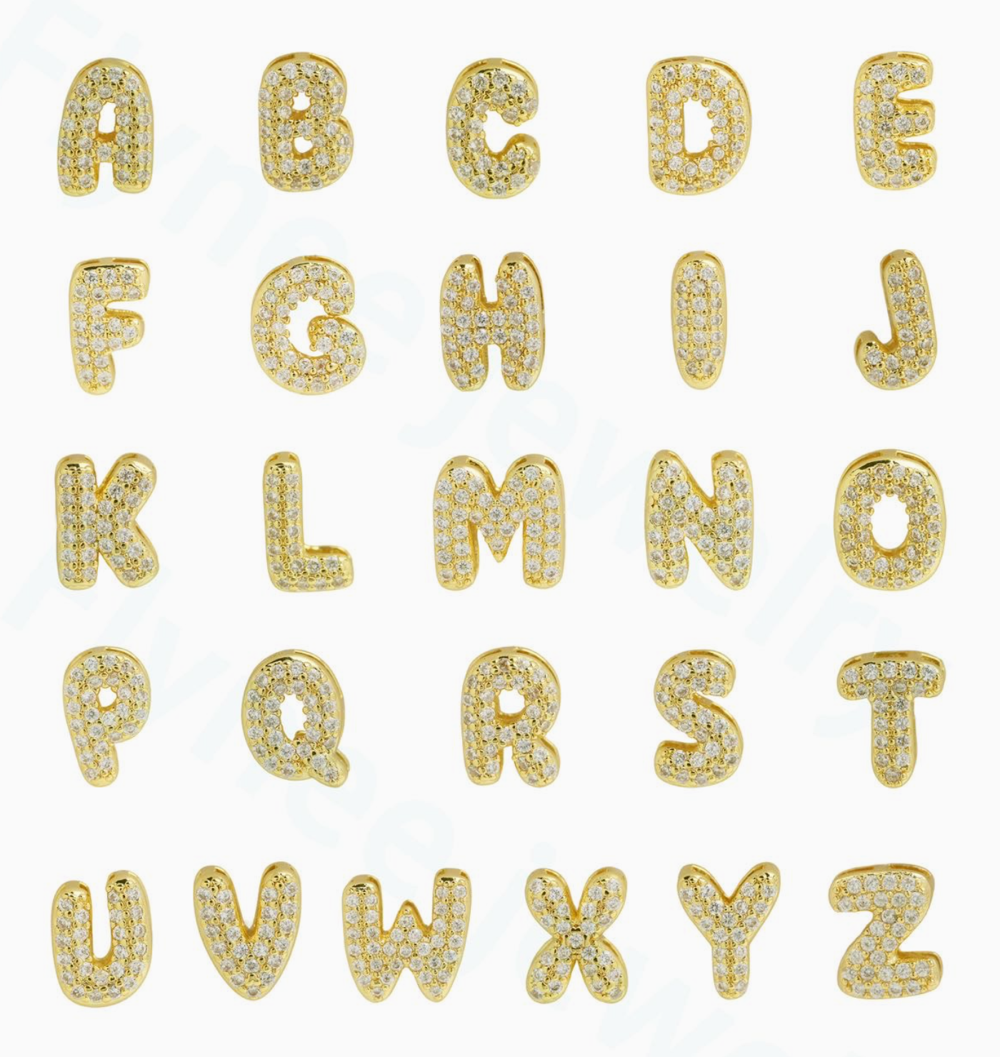 Gold Filled Crystal Bubble Letters