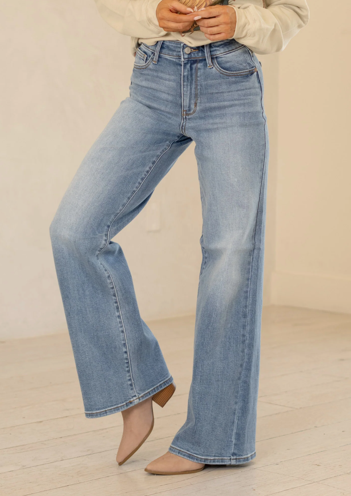 Hip With It Judy Blue Full Size Wide Leg Jeans with Pockets