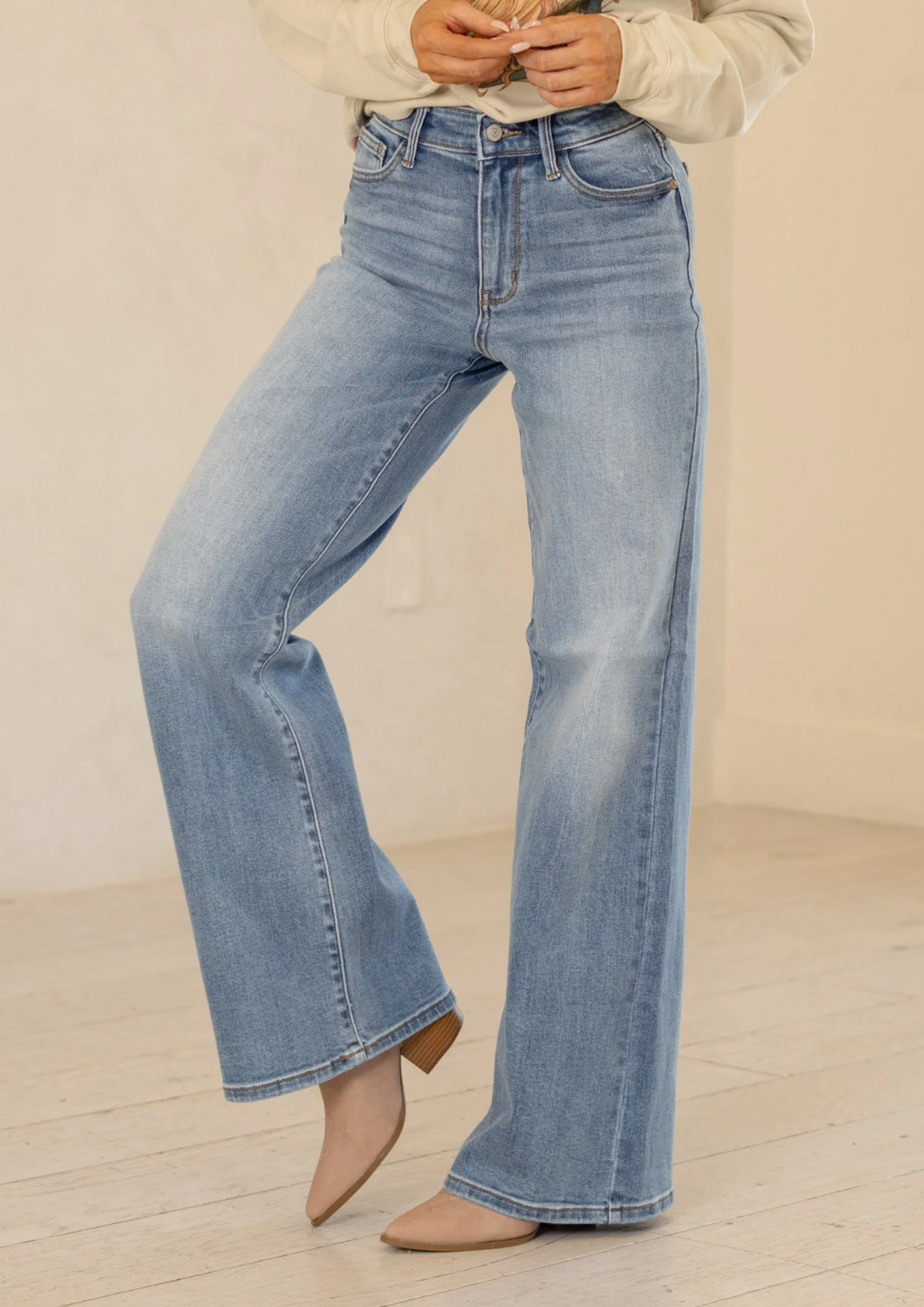 Hip With It Judy Blue Full Size Wide Leg Jeans with Pockets