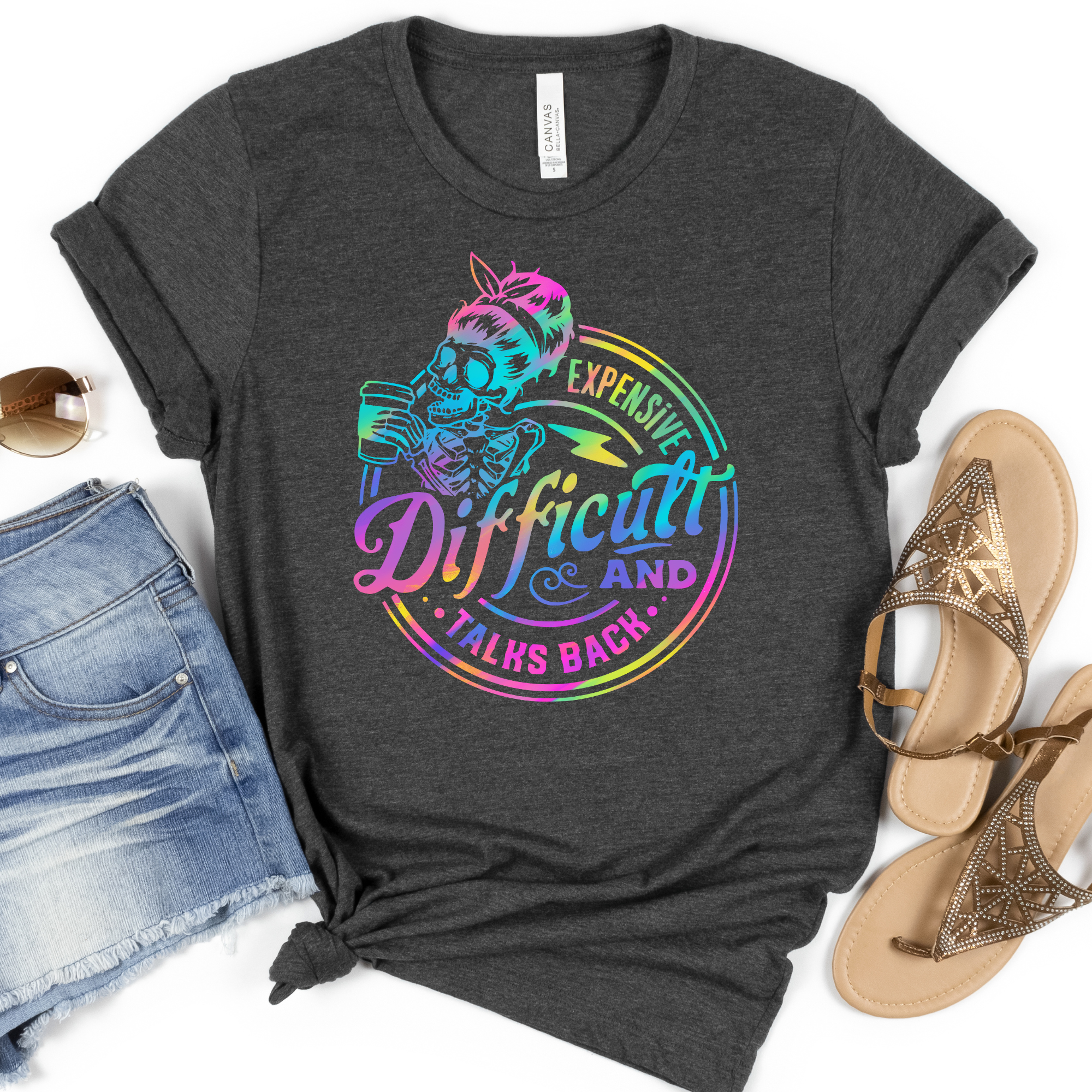 Rainbow Expensive, Difficult, & Talks Back Graphic Tee