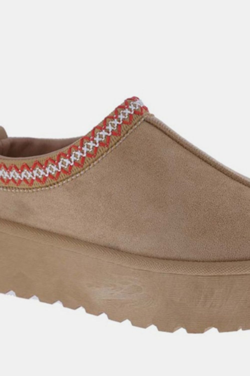 The Carly Tan Platform Embroidered Trim Slip-On Boots