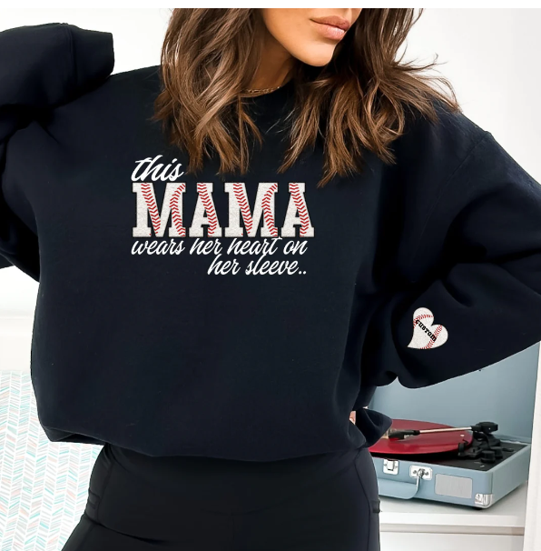 This Mama Wears her Heart Baseball Custom