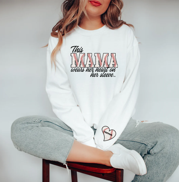 This Mama Wears her Heart Baseball Custom