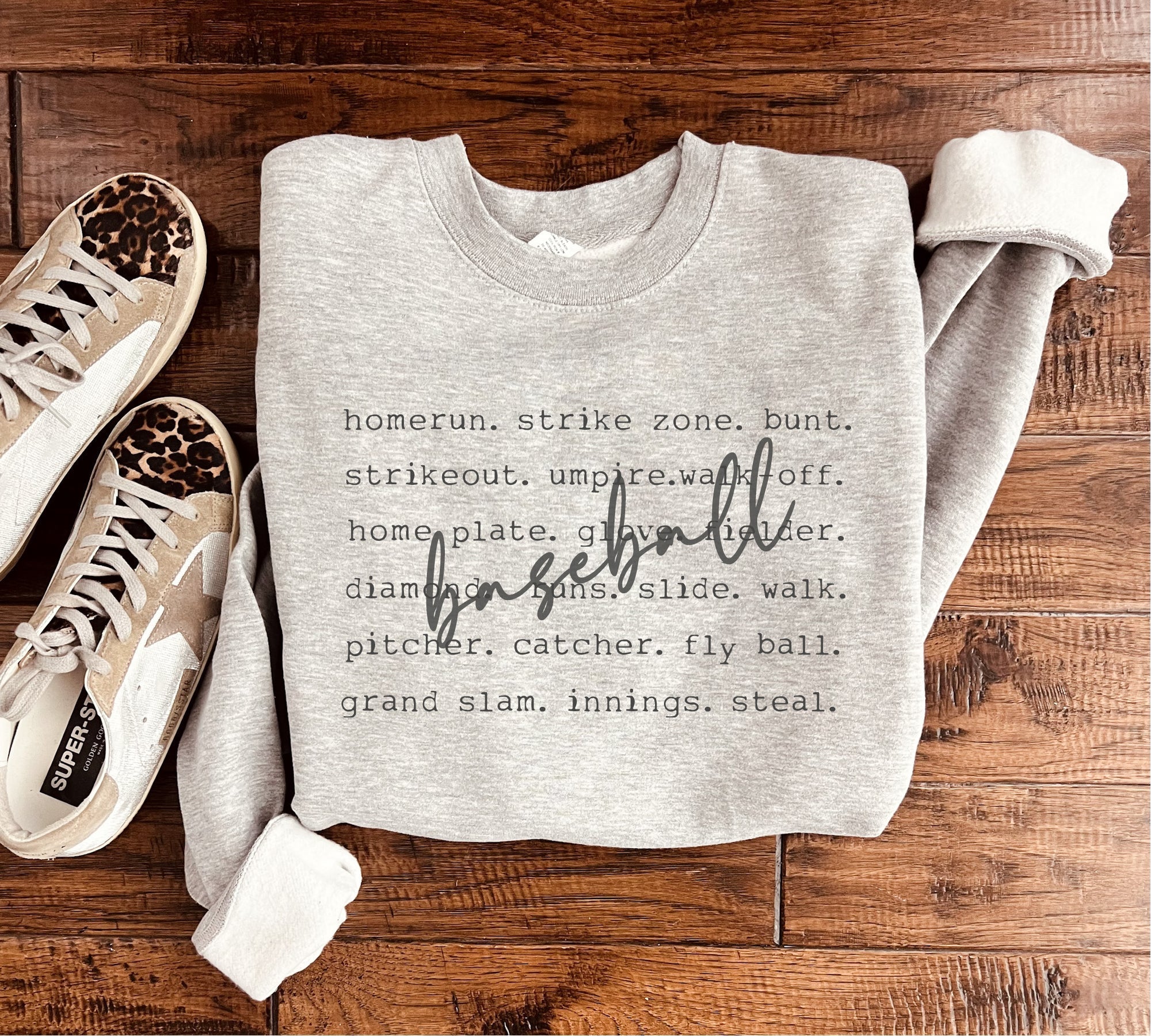 Baseball Words Sweatshirt in Two Colors