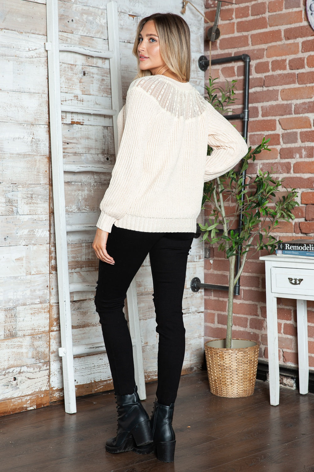 Round Neck Rib-Knit Sweater in 3 Colors