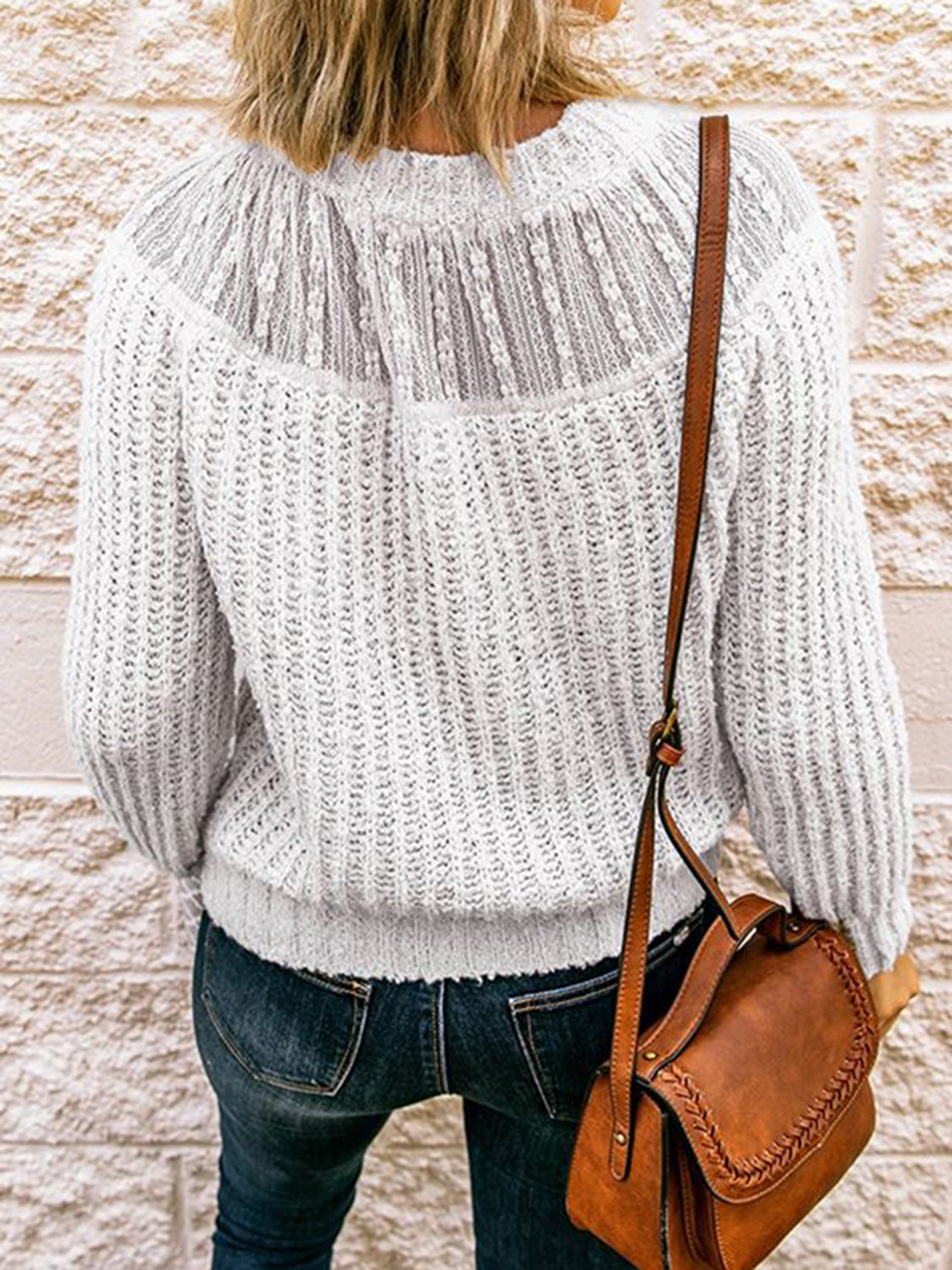 Round Neck Rib-Knit Sweater in 3 Colors