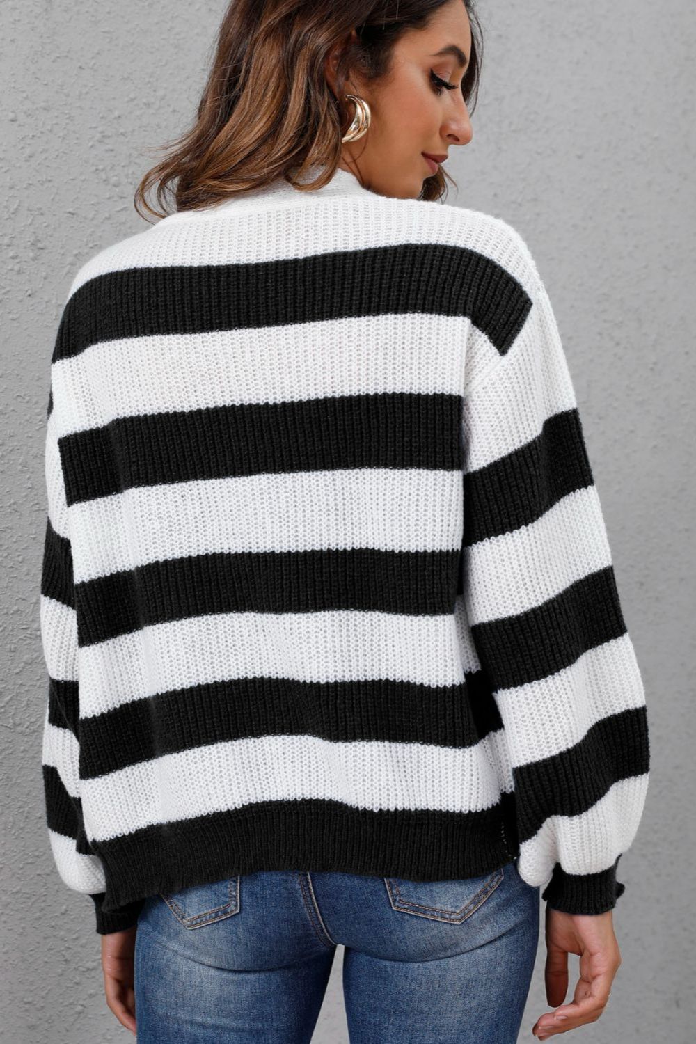 Striped Button Up Long Sleeve Sweater in 4 colors