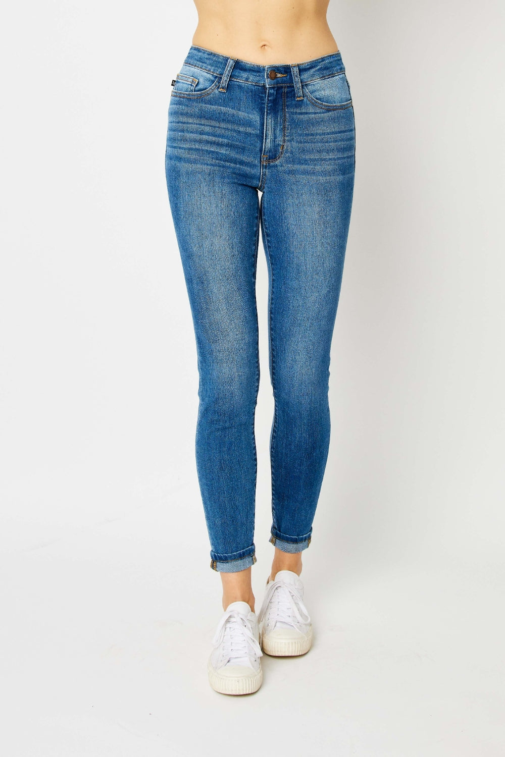 You Got Me Judy Blue Full Size Cuffed Hem Skinny Jeans