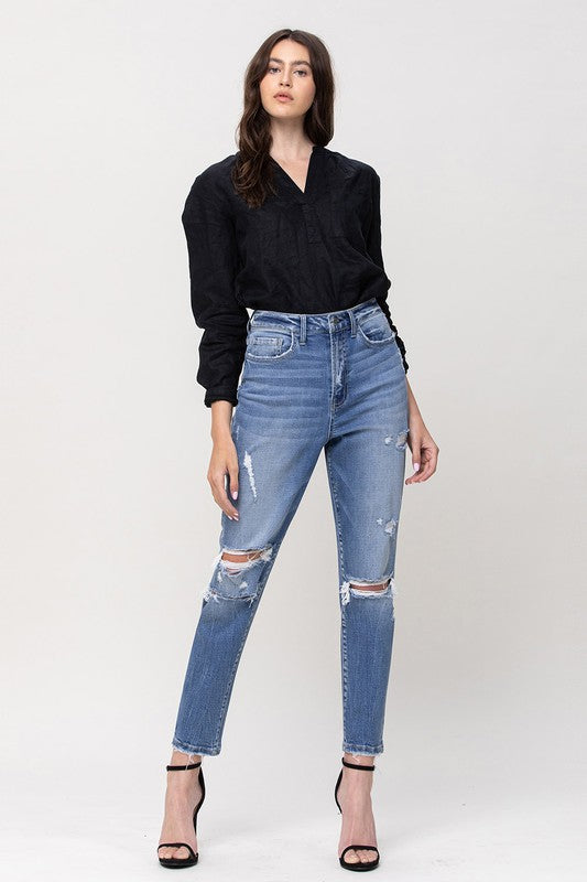 SUPER HIGH RISE STRETCH MOM JEANS