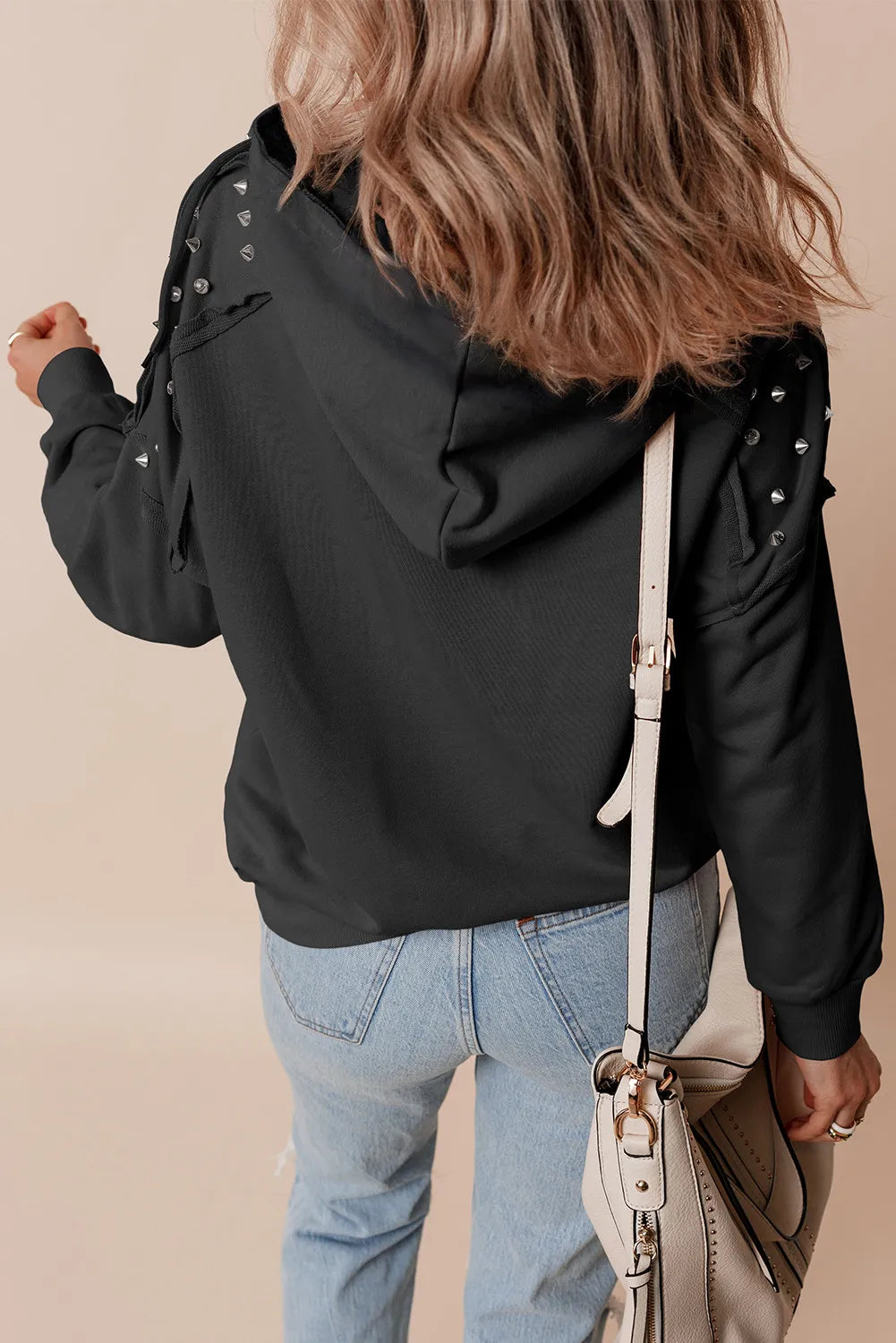 Thinkin’ Bout You Rivet Drawstring Long Sleeve Hoodie