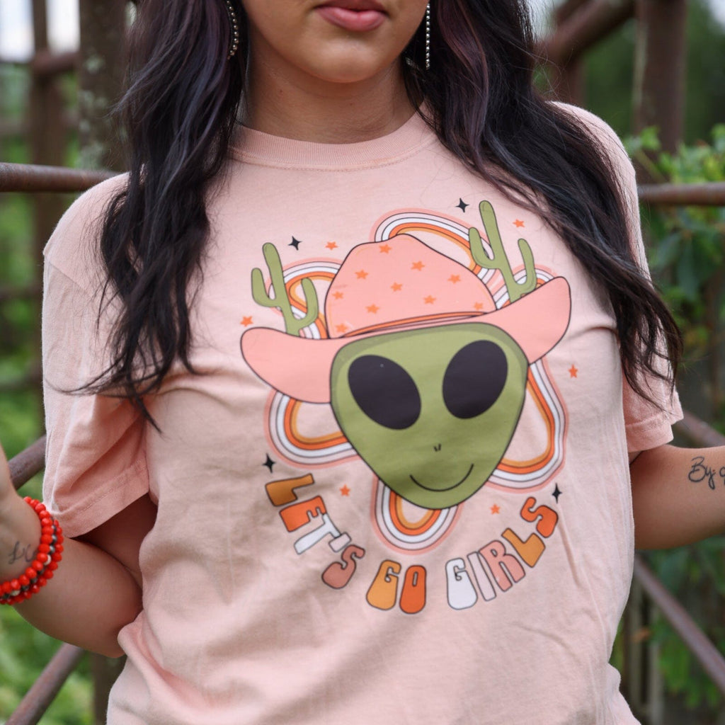 FestiviTees Women - Apparel - Shirts - T-Shirts Let’s Go Girls Alien Cowgirl Soft Graphic Tee