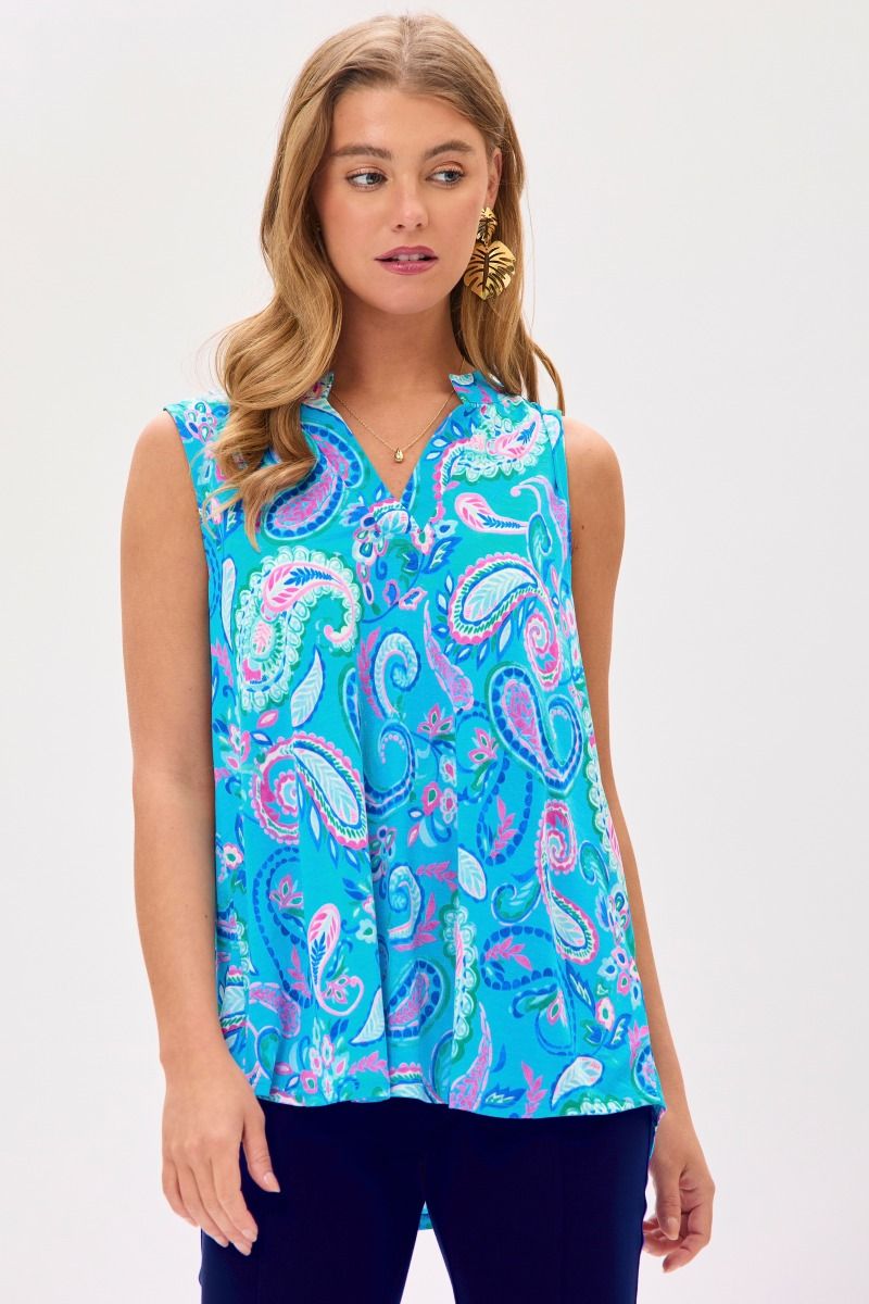 Dear Scarlett Lizzy Tank Top in Paisley Aqua