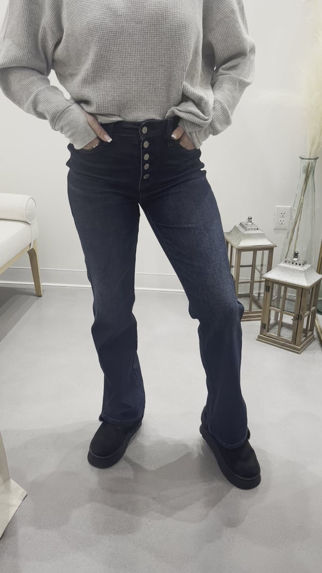 Arlo High Rise Button-Fly Straight Jeans