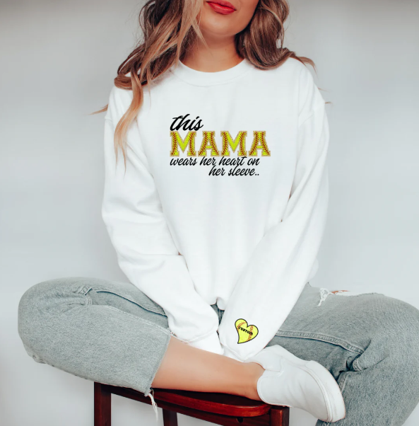 This Mama Wears her Heart Softball Custom