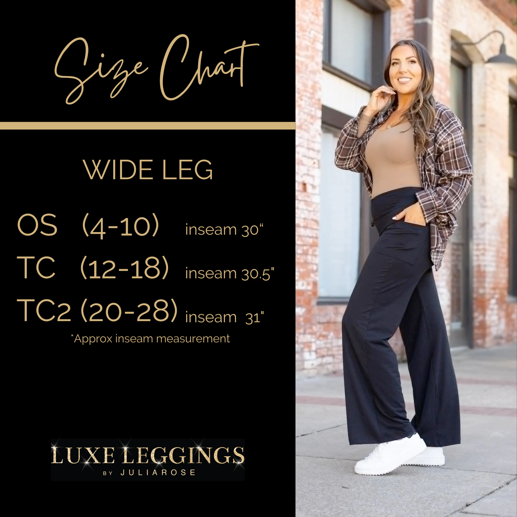 The Brooke - Black Wide Leg Full-Length with Pockets - Luxe Leggings by Julia Rose®