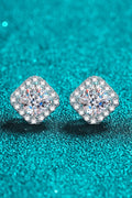 925 Sterling Silver Inlaid 2 Carat Moissanite Square Stud Earrings