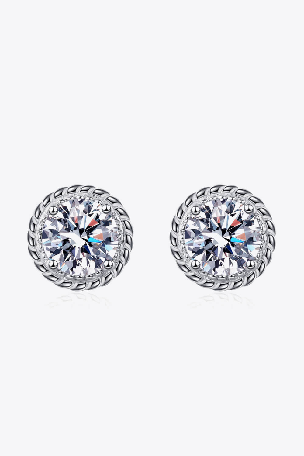 1 Carat Moissanite Round Stud Earrings