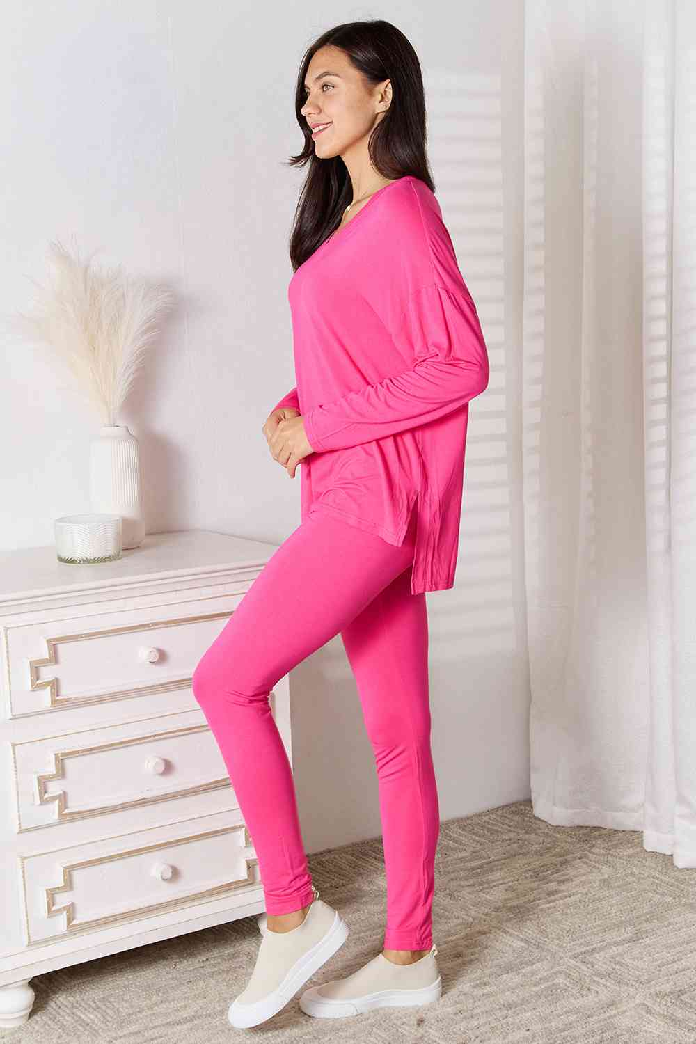 Black Friday V-Neck Soft Rayon Long Sleeve Top and Pants Lounge Set