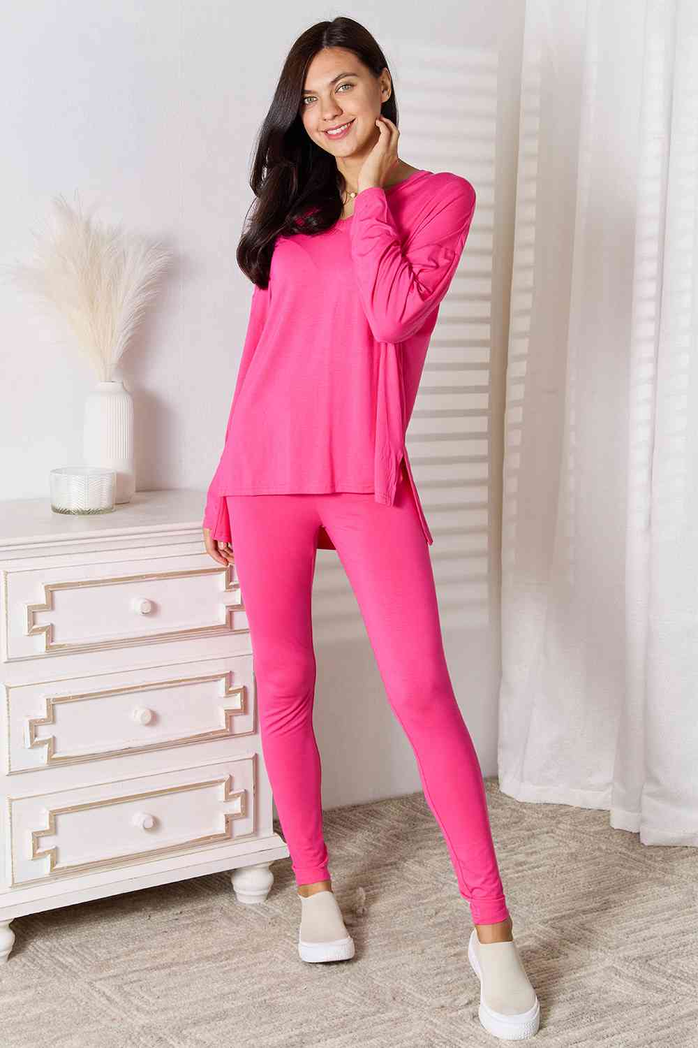 Black Friday V-Neck Soft Rayon Long Sleeve Top and Pants Lounge Set