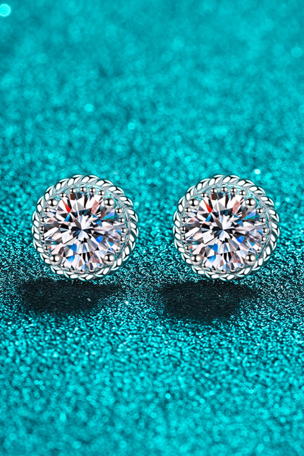 1 Carat Moissanite Round Stud Earrings