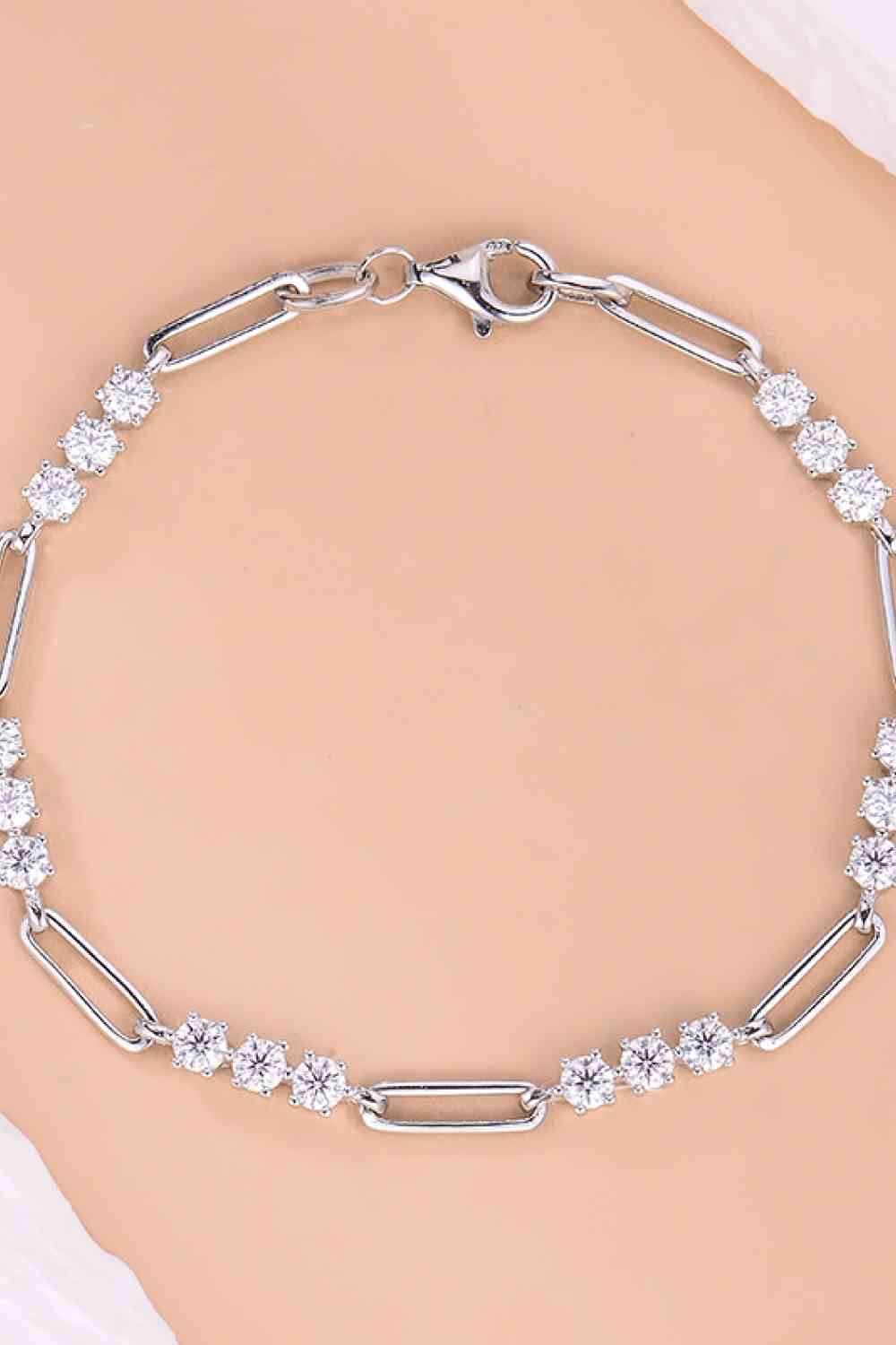 Paperclip 1.8 Carat Moissanite 925 Sterling Silver Bracelet