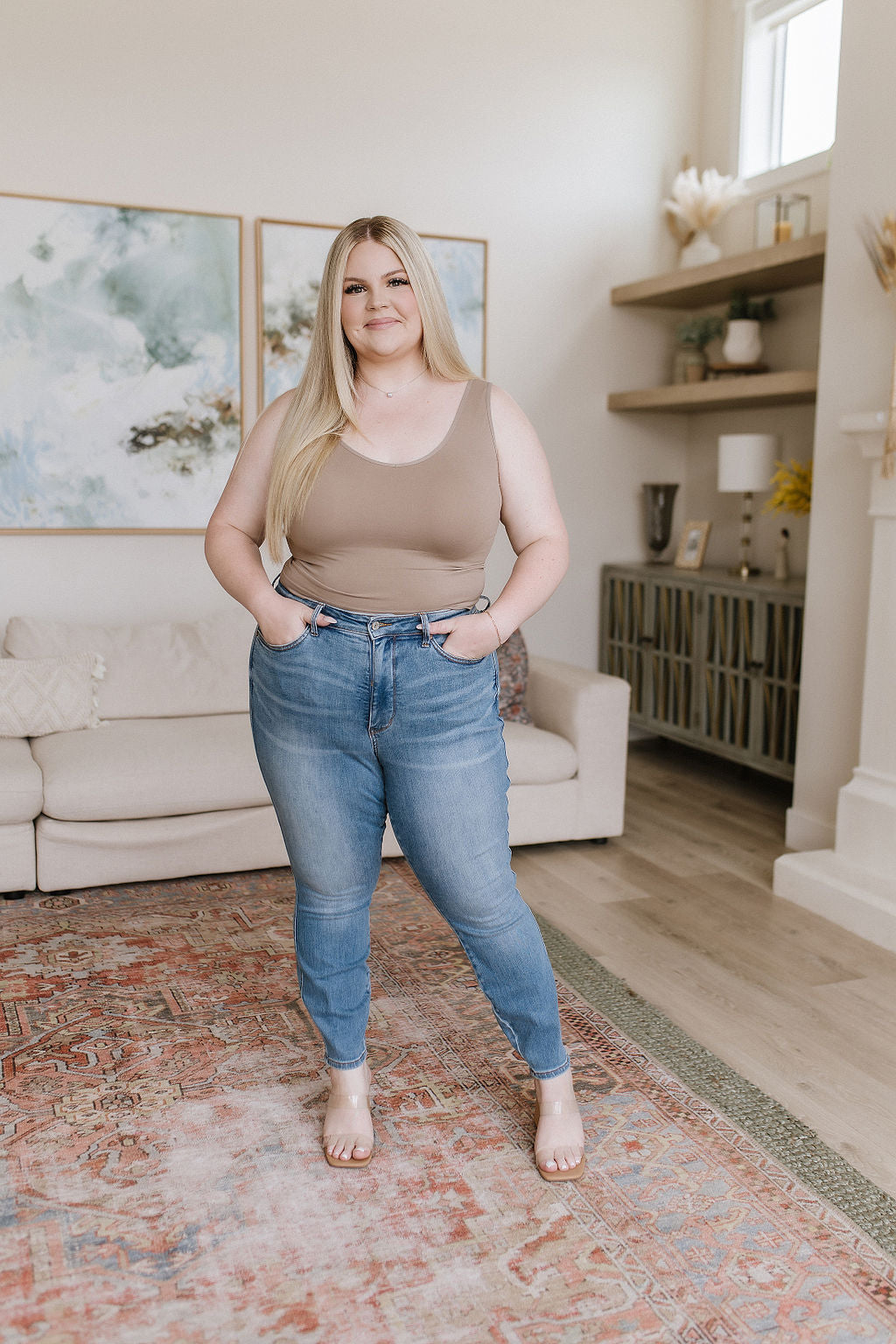 Betsy High Rise Tummy Control Shield Pocket Skinny Jeans