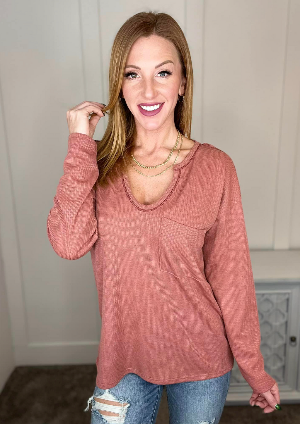 Behind The Scenes Waffle Knit Top