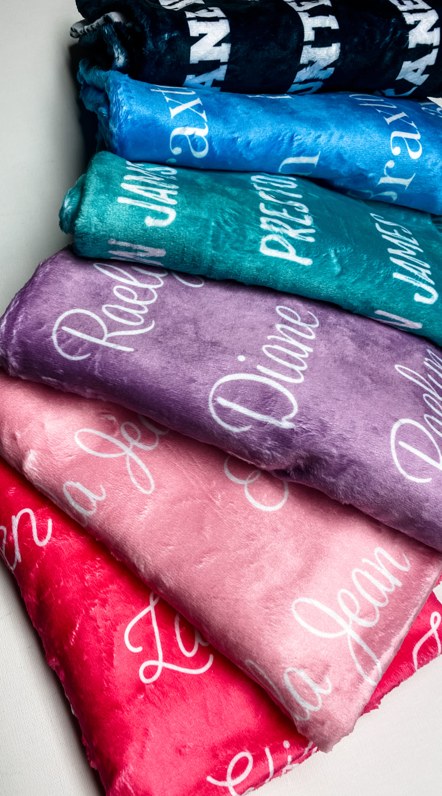 Personalized Repeating Name Plush Minky Blanket - Design It Yourself Font & Color Selection