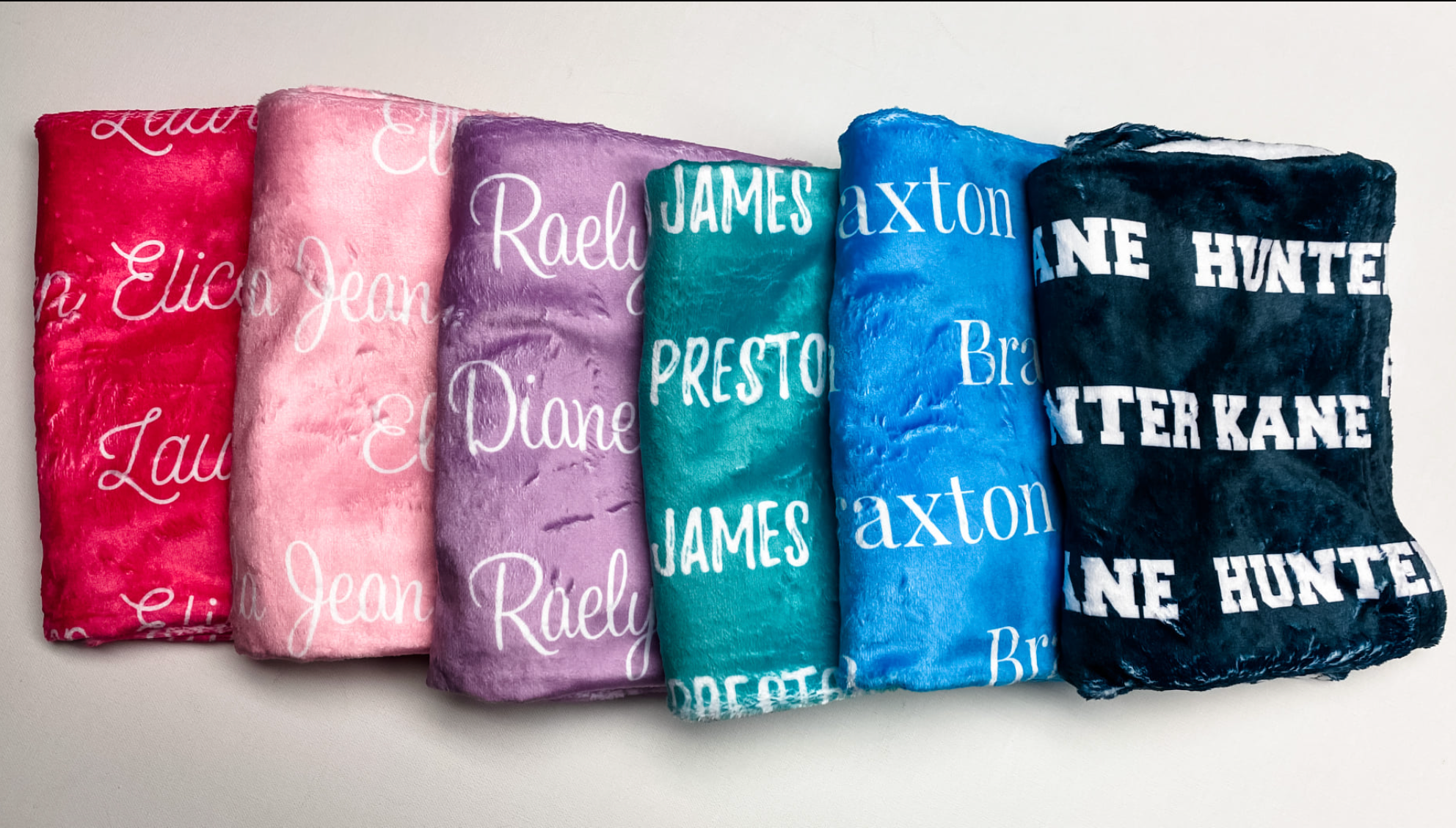 Personalized Repeating Name Plush Minky Blanket - Design It Yourself Font & Color Selection