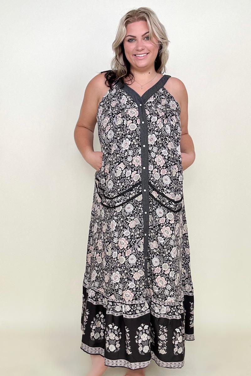 Davi & Dani Button Down Floral Maxi Dress