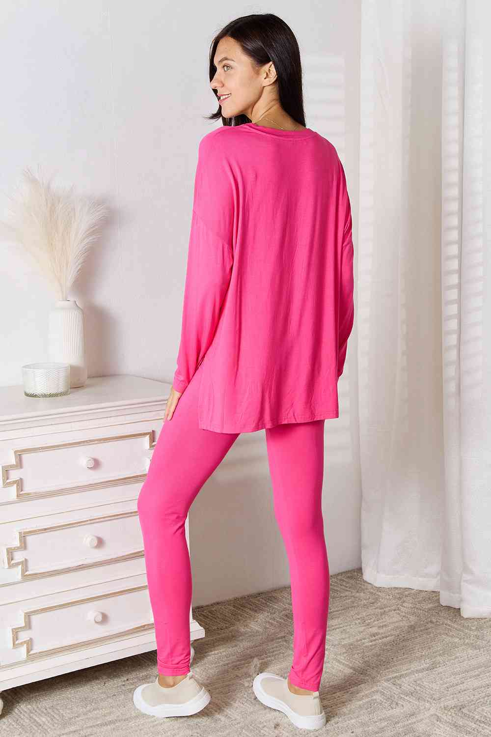 Black Friday V-Neck Soft Rayon Long Sleeve Top and Pants Lounge Set