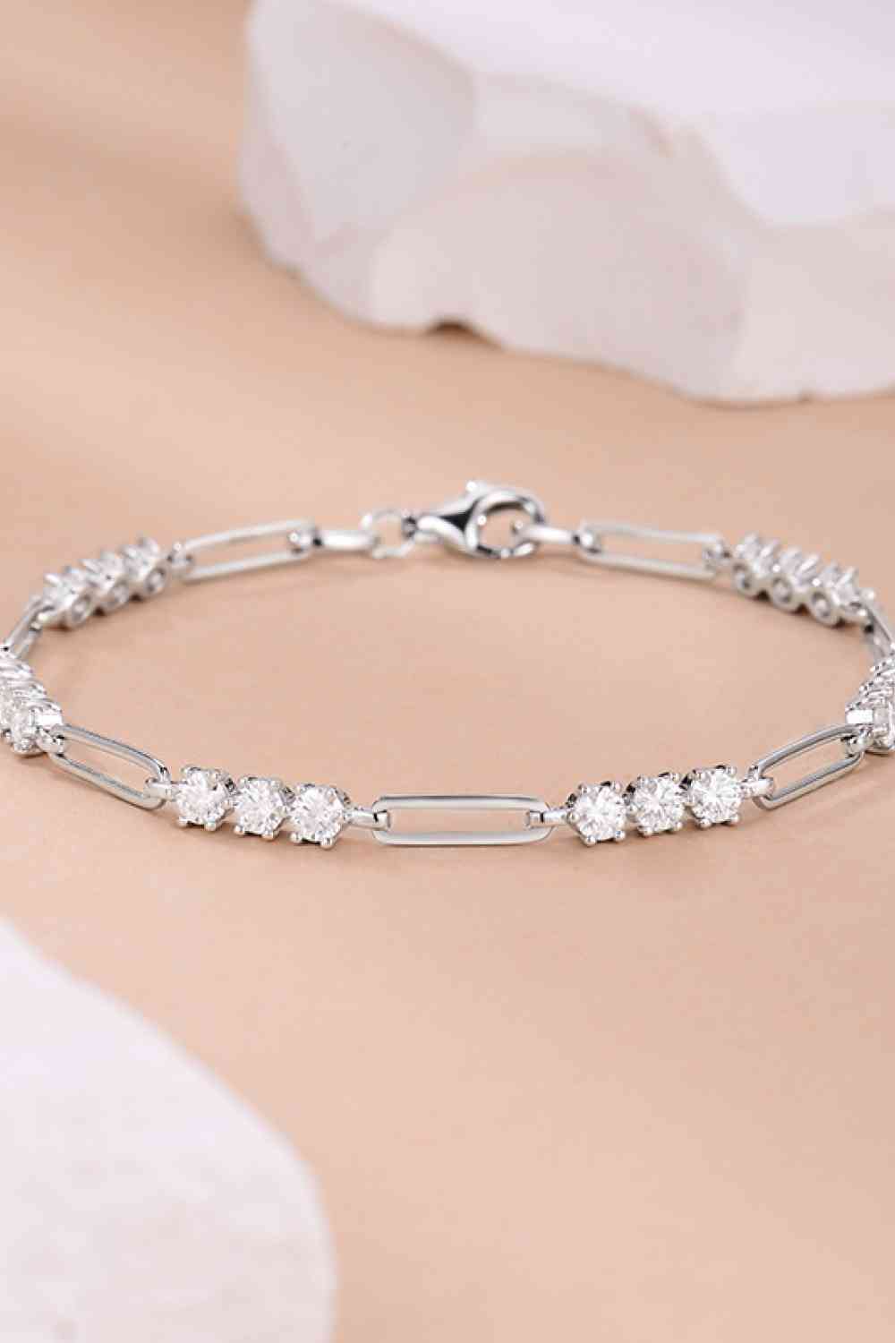Paperclip 1.8 Carat Moissanite 925 Sterling Silver Bracelet