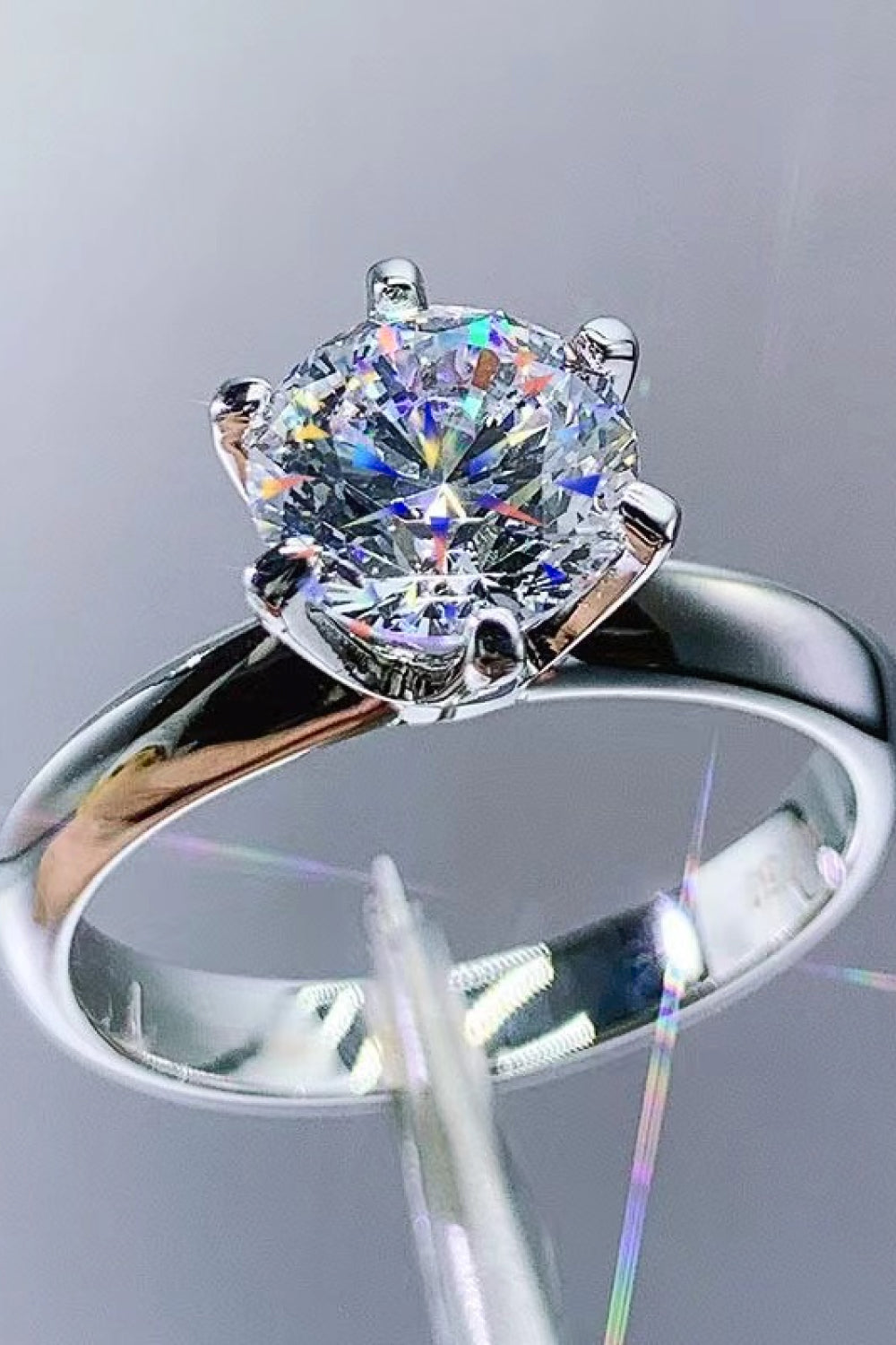 Brilliant Star 925 Sterling Silver Moissanite 6-Prong Ring