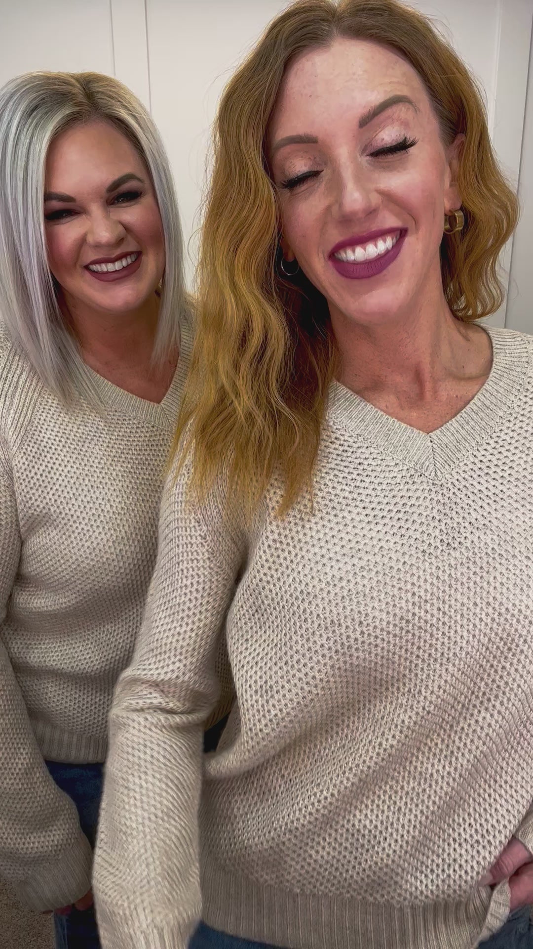 Chai Latte V-Neck Sweater in Oatmeal