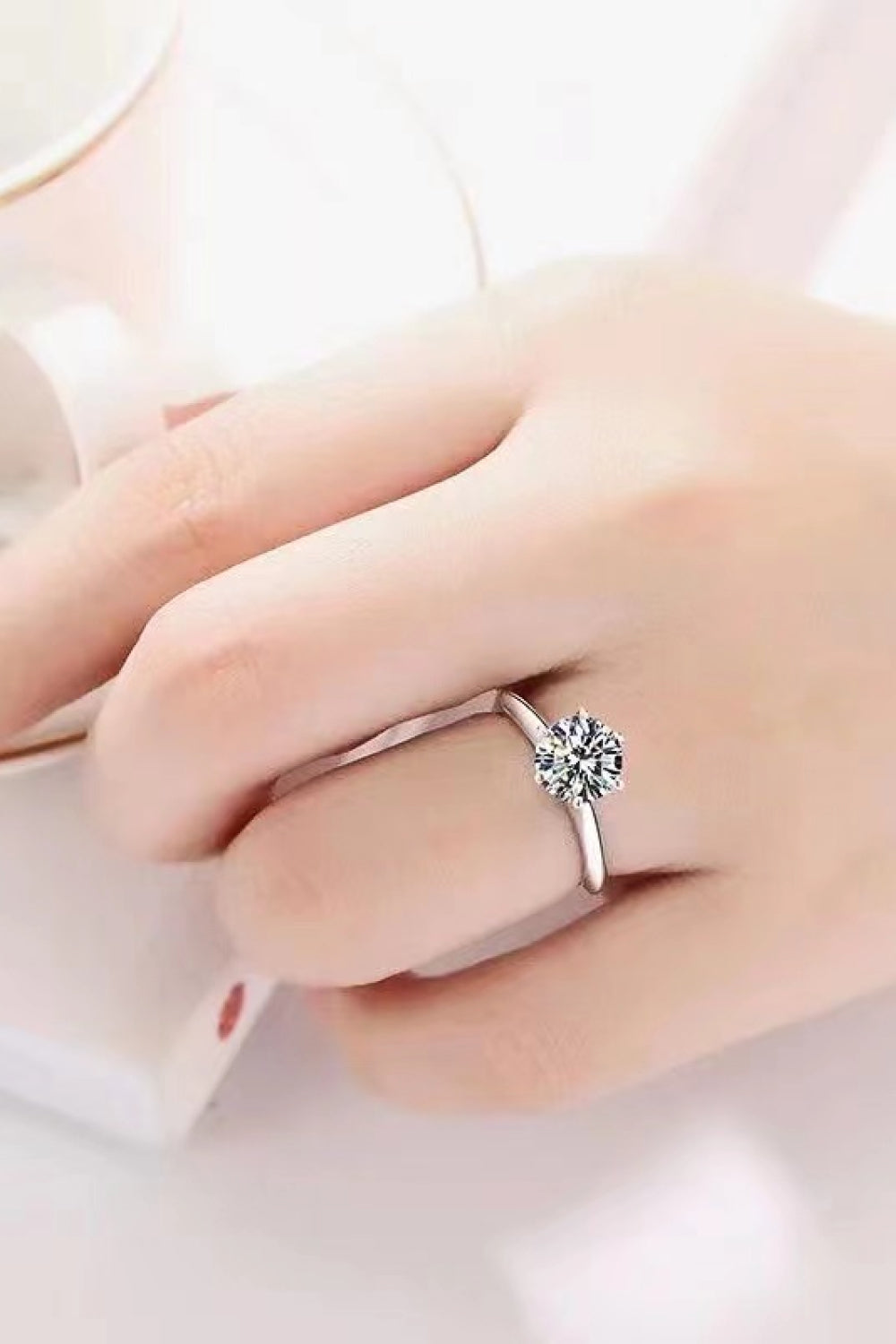 Brilliant Star 925 Sterling Silver Moissanite 6-Prong Ring