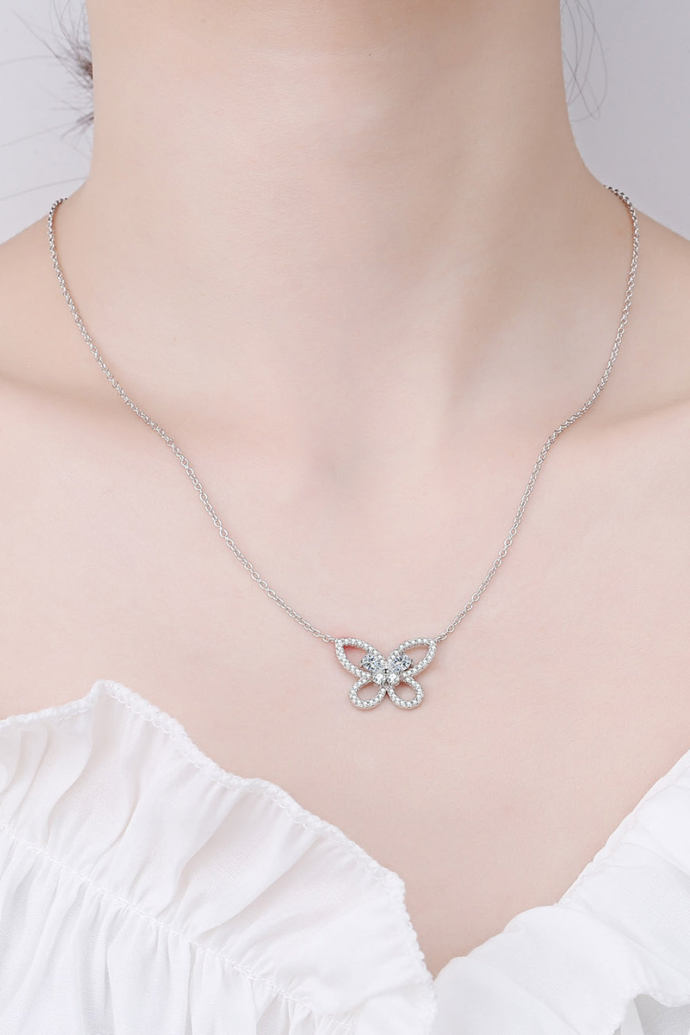 Moissanite Butterfly Pendant Necklace