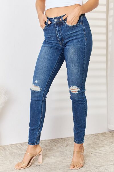Charlie Tummy Control Distressed Skinny Jeans