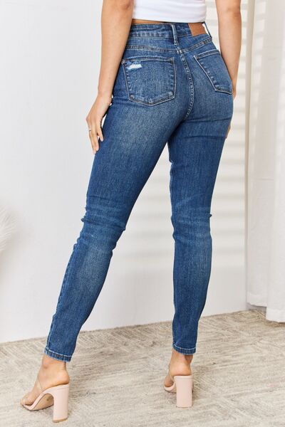 Tummy Control Distressed Skinny Jeans