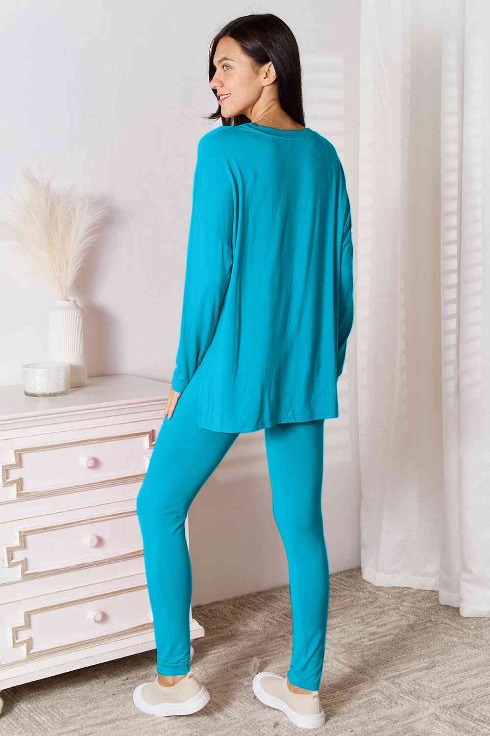 Black Friday V-Neck Soft Rayon Long Sleeve Top and Pants Lounge Set