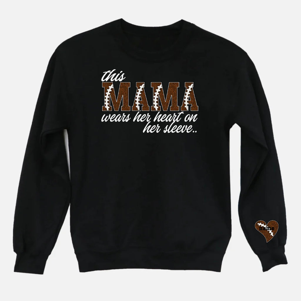This Football Mama Wears Her Heart on Her Sleeve Made to Order Personalized Graphic
