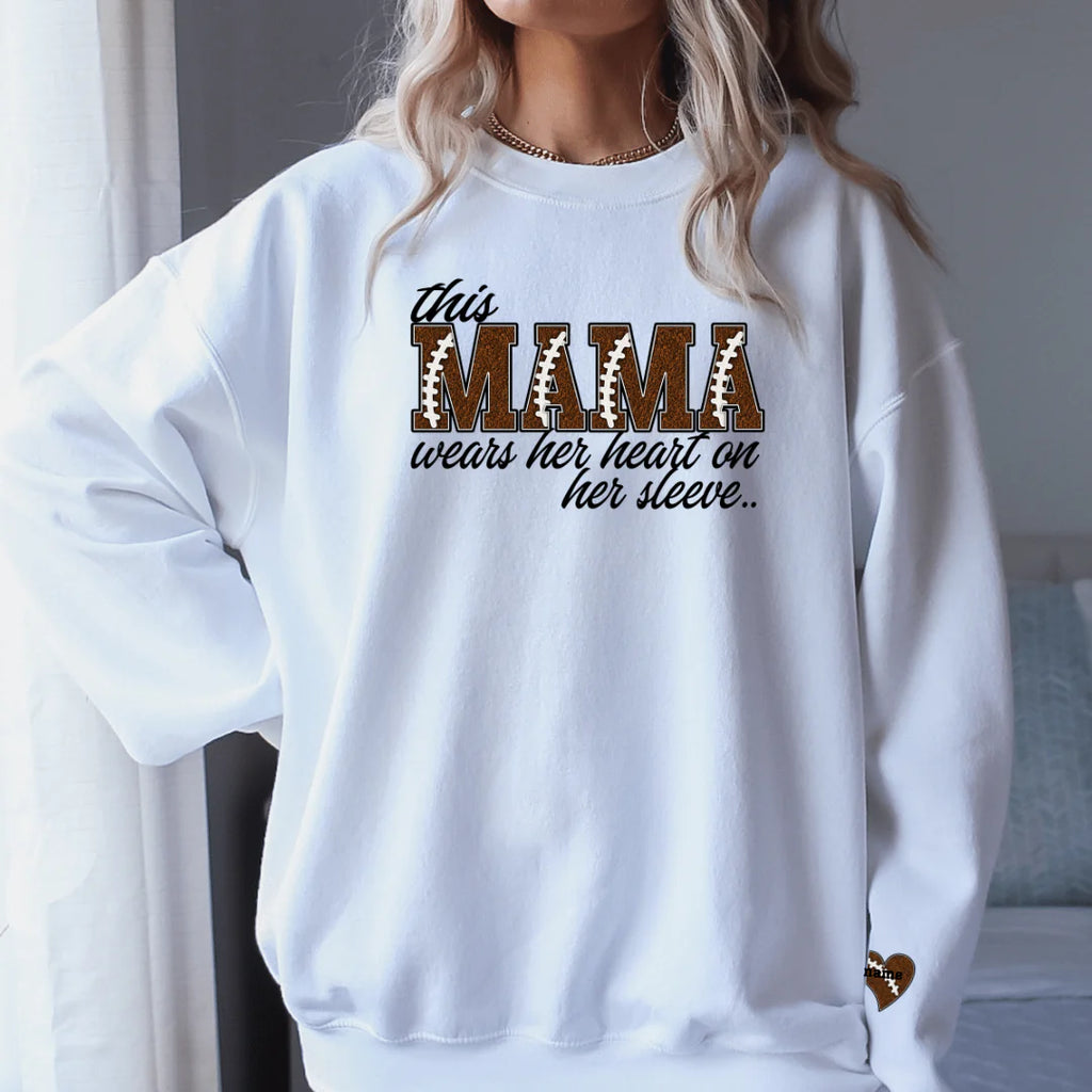 This Football Mama Wears Her Heart on Her Sleeve Made to Order Personalized Graphic