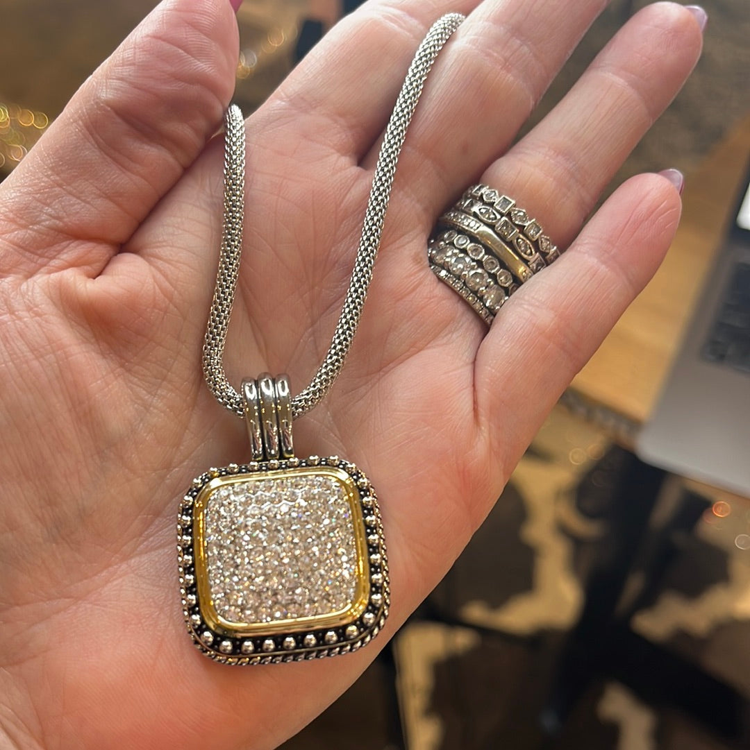 Square Pave Snake Chain Necklace