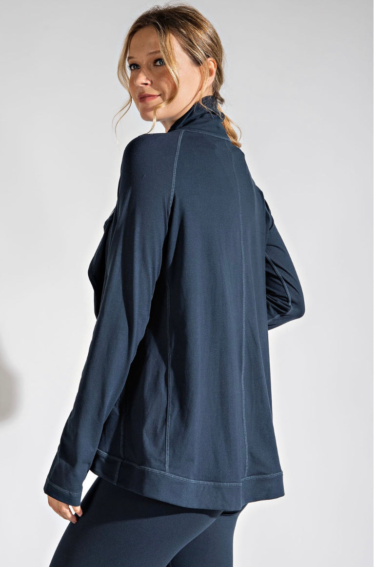 ASYMMETRIC JACKET WITH COWL NECK