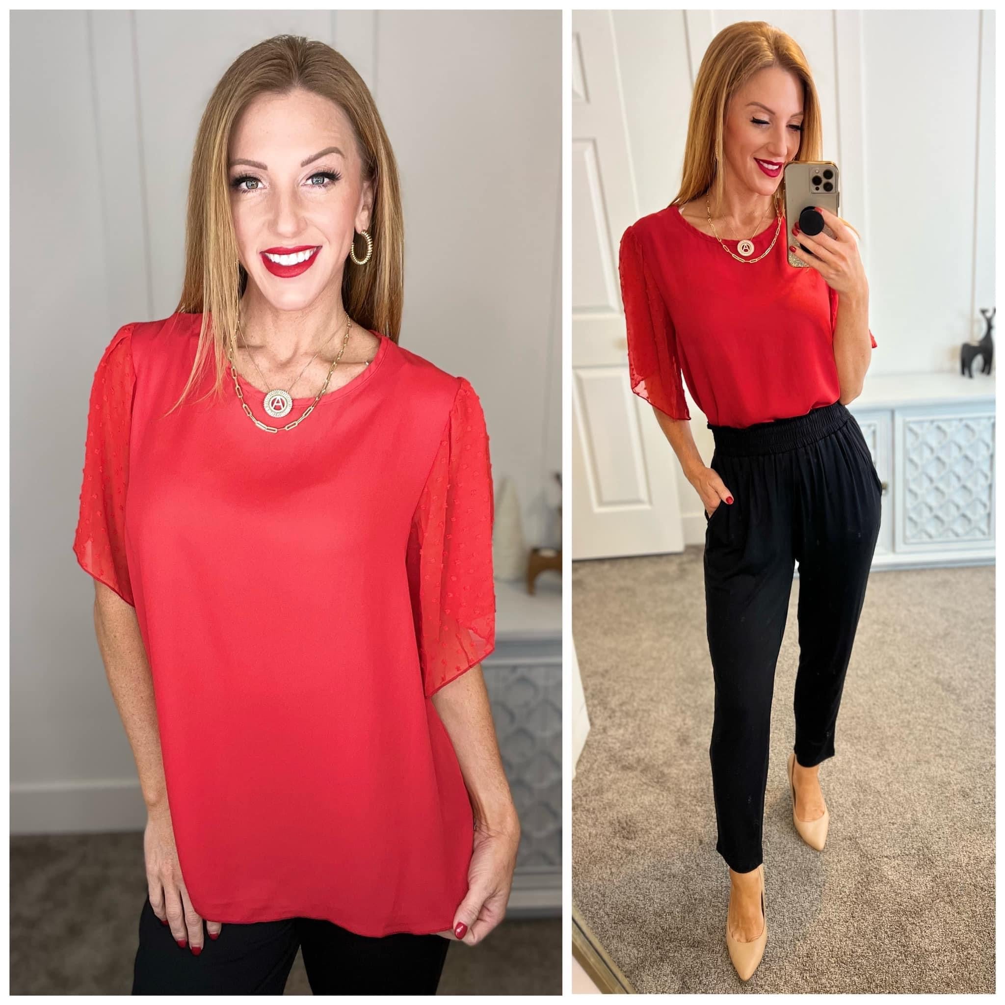 Best Of My Love Short Sleeve Blouse In Red